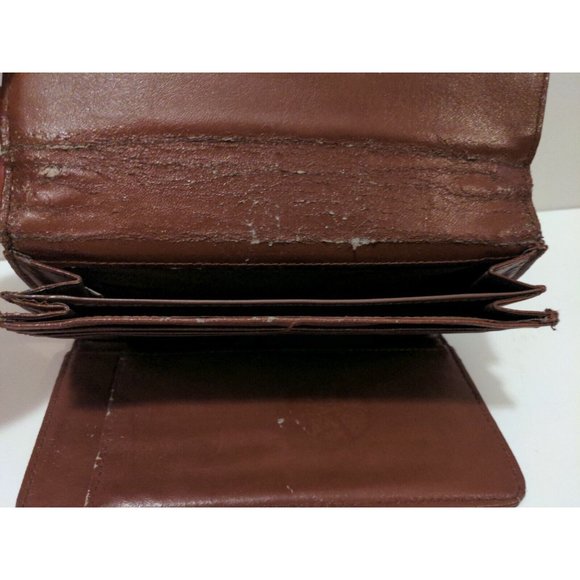 Via Piaggi Wallet Brown Top Grain Faux Leather Large Wallet Card Insert Pockets - Picture 7 of 7